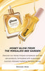 Gisou hair oil and lip oil featured in an image surrounded by honey