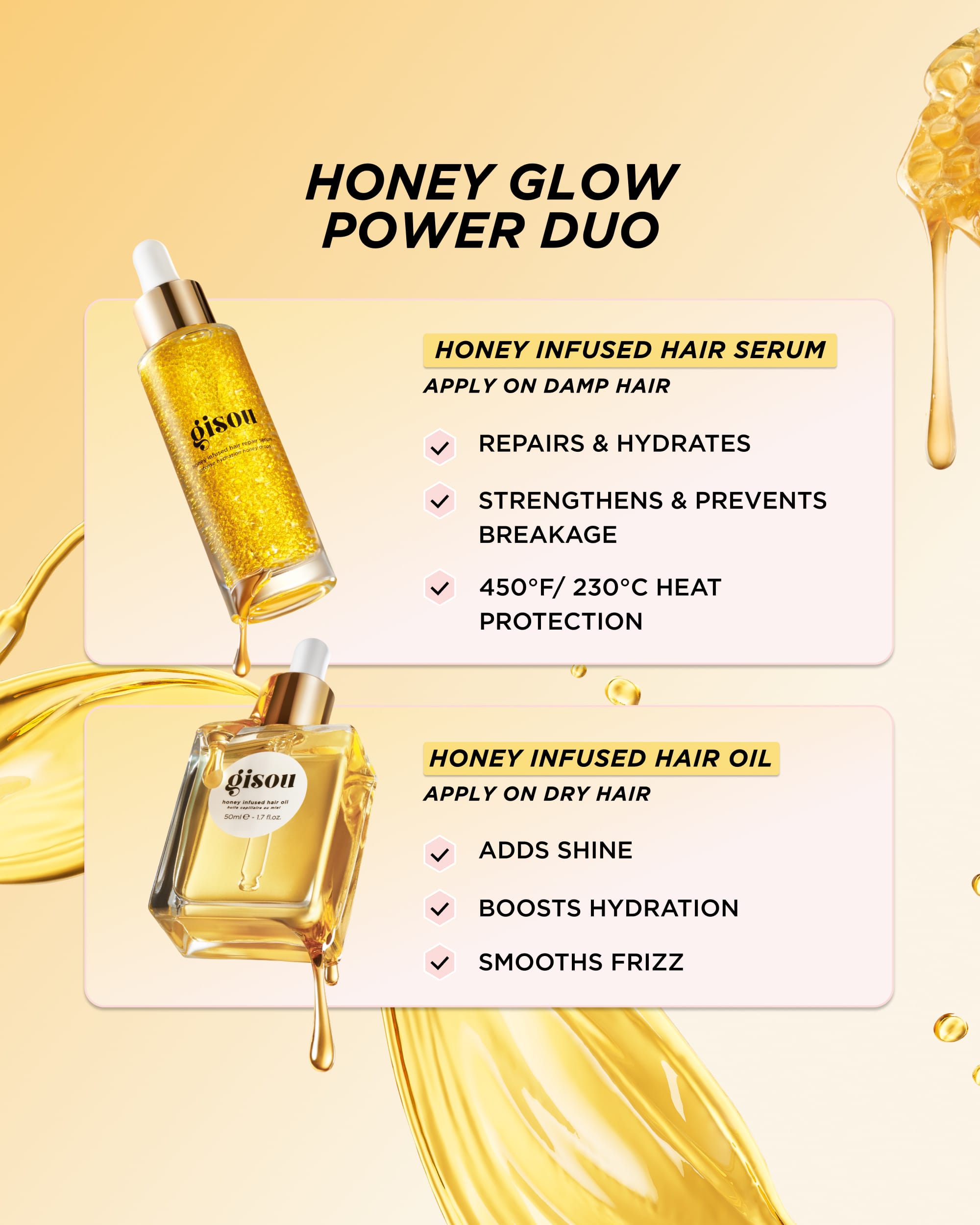  Gisou Honey Infused Hair Oil Travel Size Enriched with  Mirsalehi Honey to Deeply Nourish & Moisturize Hair (1.7 fl oz) : Beauty &  Personal Care